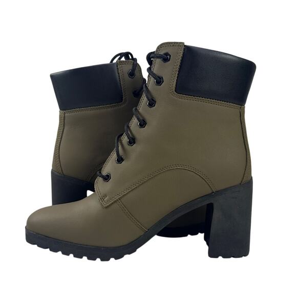 Timberland Allington Boots Heeled Womens 9 Olive Green Leather Lace Up Lug Sole - Picture 2 of 11